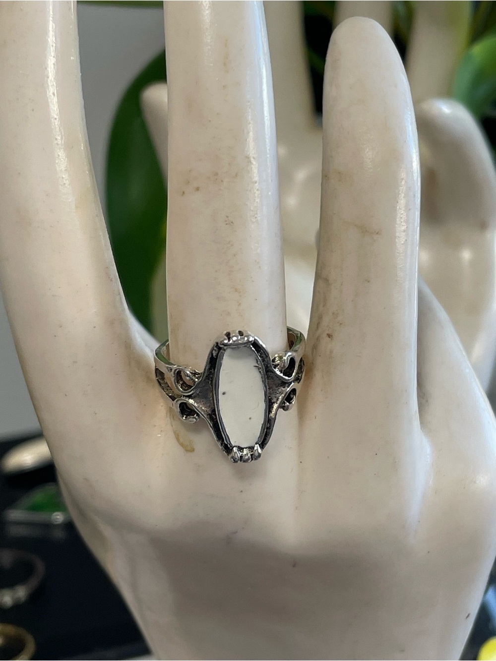 Sterling-Inspired White Stone Filigree Ring - Women Jewelry